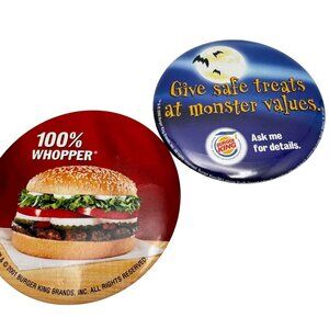Vintage 2000 & 2001 Burger King Advertising Pinback Buttons Employee Badge